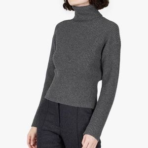 Everlane Wool Cashmere Ribbed Turtleneck Gray